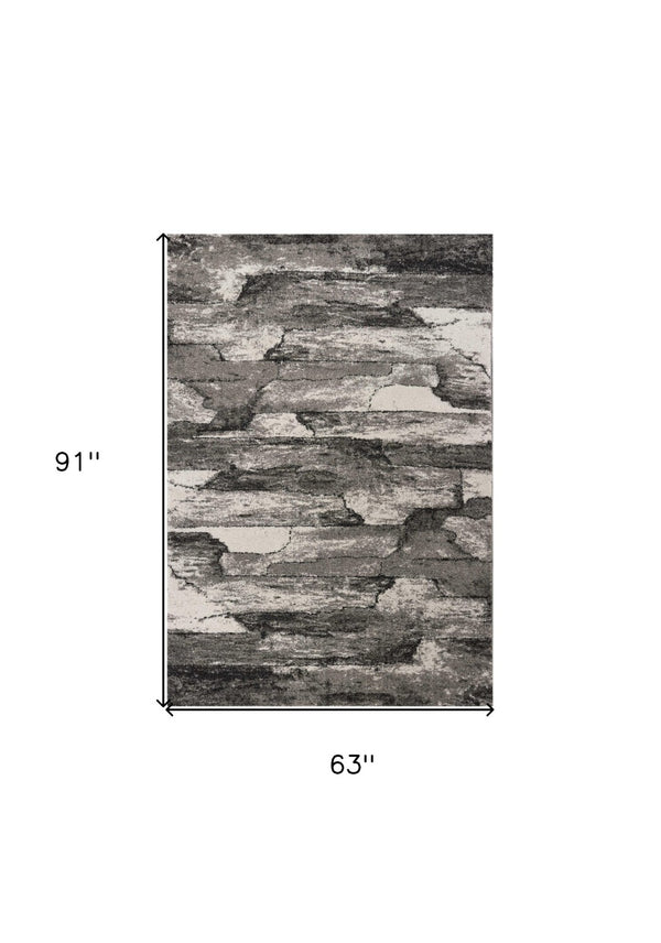 HomeRoots 5' Gray Abstract Area Rug - Modern Design, Stain-Resistant, Easy-Care, Ideal for Any Room Decor 5' X 8' 352698