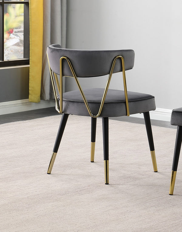 English Elm Glam Velvet Dining Chair Set of 2 with Gold Trim, Padded Foam Seat Upholstered Side Chairs for Home Decor Gray 35 L x 23 W x 20 H B011P353082