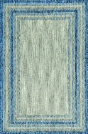 HomeRoots 8' Coastal Style Blue and Gray Striped Area Rug for Indoor and Outdoor Spaces, Easy to Clean 8' x 11' 352728
