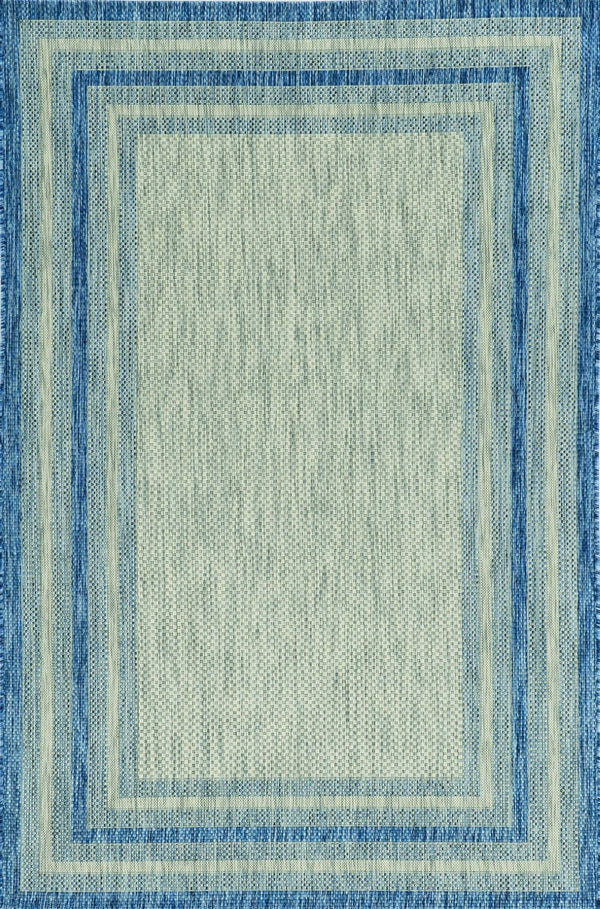 HomeRoots 8' Coastal Style Blue and Gray Striped Area Rug for Indoor and Outdoor Spaces, Easy to Clean 8' x 11' 352728
