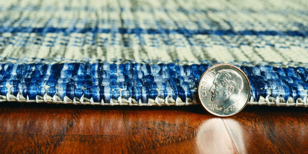 HomeRoots 8' Coastal Style Blue and Gray Striped Area Rug for Indoor and Outdoor Spaces, Easy to Clean 8' x 11' 352728