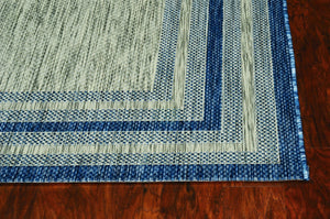 HomeRoots 8' Coastal Style Blue and Gray Striped Area Rug for Indoor and Outdoor Spaces, Easy to Clean 8' x 11' 352728