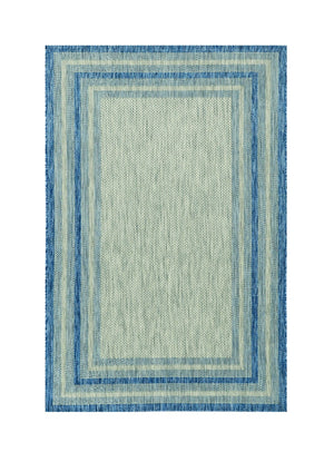 HomeRoots 8' Coastal Style Blue and Gray Striped Area Rug for Indoor and Outdoor Spaces, Easy to Clean 8' x 11' 352728