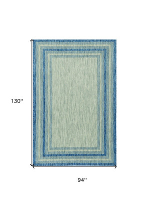 HomeRoots 8' Coastal Style Blue and Gray Striped Area Rug for Indoor and Outdoor Spaces, Easy to Clean 8' x 11' 352728