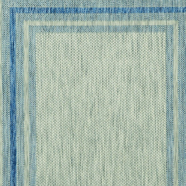HomeRoots 8' Coastal Style Blue and Gray Striped Area Rug for Indoor and Outdoor Spaces, Easy to Clean 8' x 11' 352728