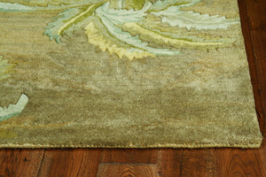 Homeroots 4' X 6' Moss Green Hand Tufted Palm Trees Indoor Area Rug  Wool 352730