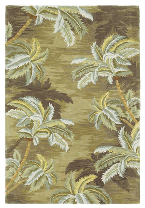 Homeroots 4' X 6' Moss Green Hand Tufted Palm Trees Indoor Area Rug  Wool 352730