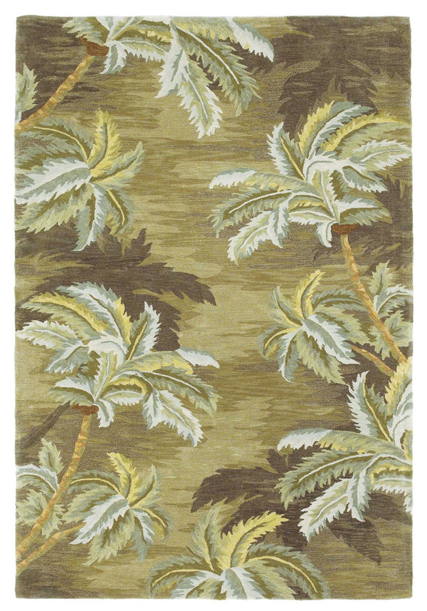 Homeroots 4' X 6' Moss Green Hand Tufted Palm Trees Indoor Area Rug  Wool 352730