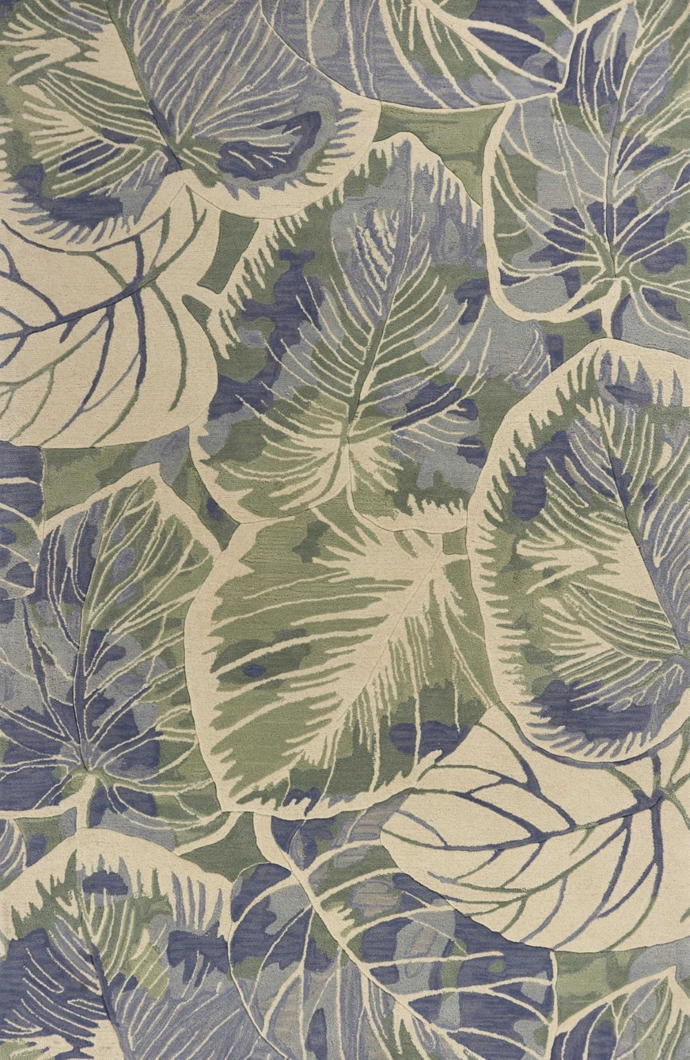 HomeRoots 5' Tropical Botanical Wool Area Rug in Blue Green Beige – Hand-Tufted, Stylish Comfort for Your Home 3' X 5' 352731