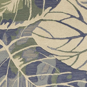 HomeRoots 5' Tropical Botanical Wool Area Rug in Blue Green Beige – Hand-Tufted, Stylish Comfort for Your Home 3' X 5' 352731