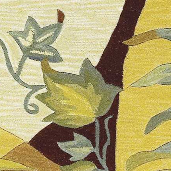 HomeRoots 5' Coral Green and Ivory Hand-Tufted Wool Area Rug with Tropical Botanical Design for Elegant Spaces 4' X 6' 352732