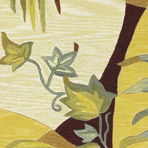 HomeRoots 5' Coral Green and Ivory Hand-Tufted Wool Area Rug with Tropical Botanical Design for Elegant Spaces 4' X 6' 352732