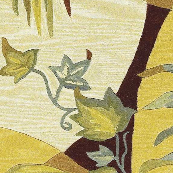 HomeRoots 5' Coral Green and Ivory Hand-Tufted Wool Area Rug with Tropical Botanical Design for Elegant Spaces 4' X 6' 352732