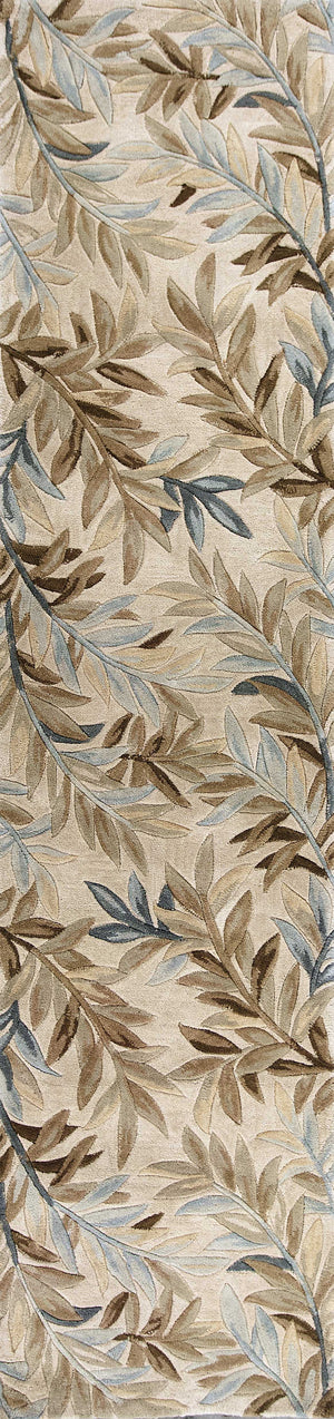 Homeroots 3' X 5' Ivory Tropical Leaves Wool Indoor Area Rug  Wool 352733