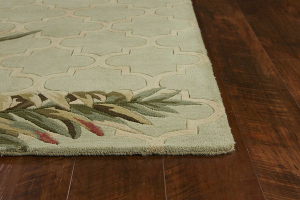 HomeRoots 5' Hand-Tufted Wool Area Rug in Sage Taupe & Green Botanical Design for Elegant Living Spaces 4' X 6' 352741