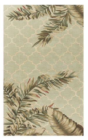 HomeRoots 5' Hand-Tufted Wool Area Rug in Sage Taupe & Green Botanical Design for Elegant Living Spaces 4' X 6' 352741