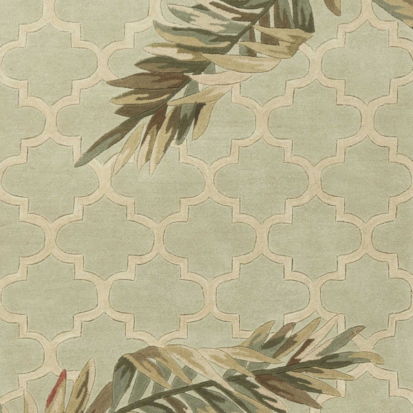 HomeRoots 5' Hand-Tufted Wool Area Rug in Sage Taupe & Green Botanical Design for Elegant Living Spaces 4' X 6' 352741