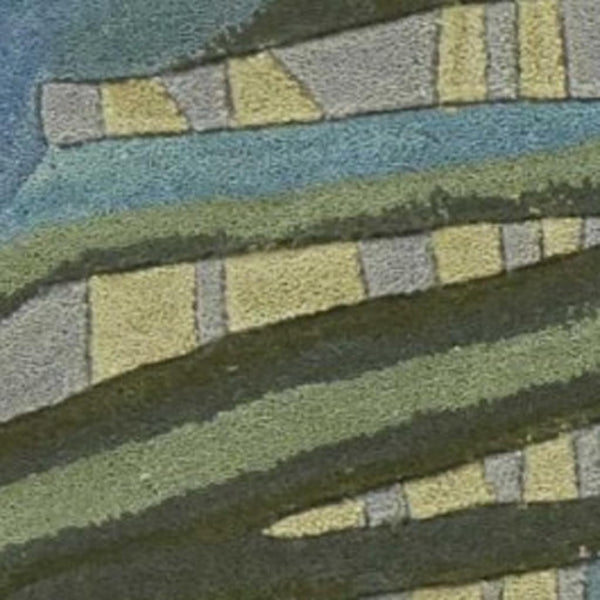 HomeRoots 5' Elegant Blue and Gray Tropical Botanical Hand-Tufted Wool Area Rug - Perfect for Any Room Decor! 4' X 6' 352743