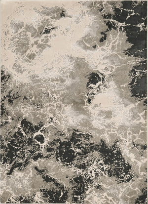 HomeRoots 8' Modern Silver and Black Abstract Area Rug - Stylish, Durable, Easy-Care Design for Busy Homes 5' X 8' 352746