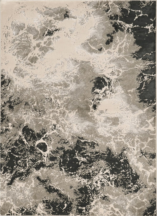 HomeRoots 8' Modern Silver and Black Abstract Area Rug - Stylish, Durable, Easy-Care Design for Busy Homes 5' X 8' 352746