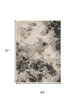 HomeRoots 8' Modern Silver and Black Abstract Area Rug - Stylish, Durable, Easy-Care Design for Busy Homes 5' X 8' 352746