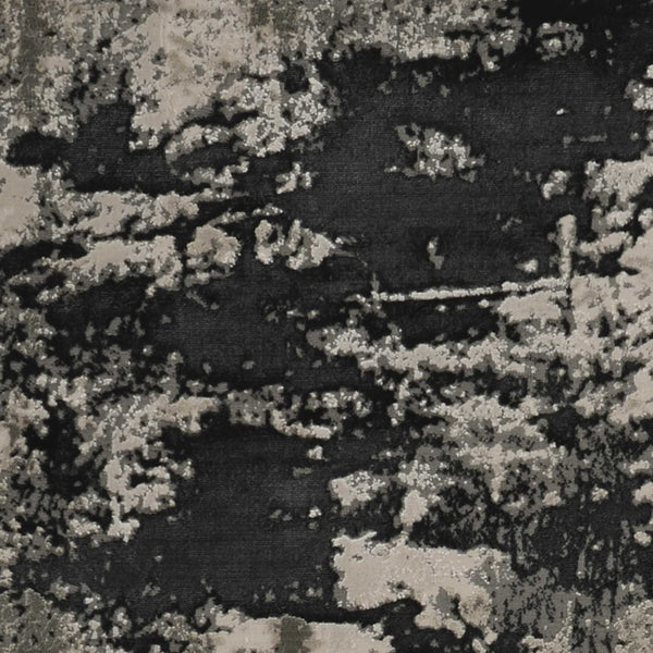 HomeRoots 5' Silver and Charcoal Abstract Area Rug - Modern Design, Soft Polyester, Stain Resistant, Durable 5" x 8" 352747