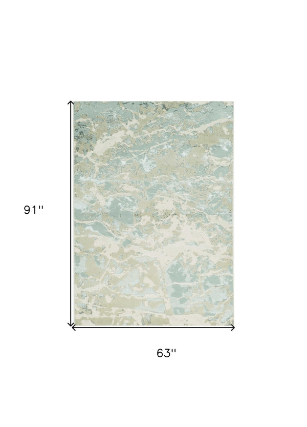 HomeRoots 5' Contemporary Sand Gray and Green Abstract Area Rug - Stylish, Durable Design for Any Room 5' X 8' 352748