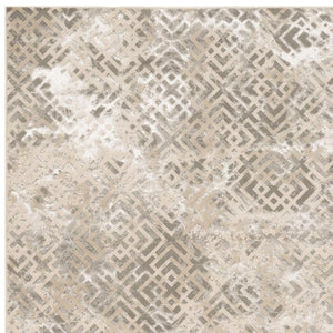 HomeRoots 7' Contemporary Sand and Light Blue Geometric Area Rug for Modern Living Spaces and Durability 5' X 8' 352749