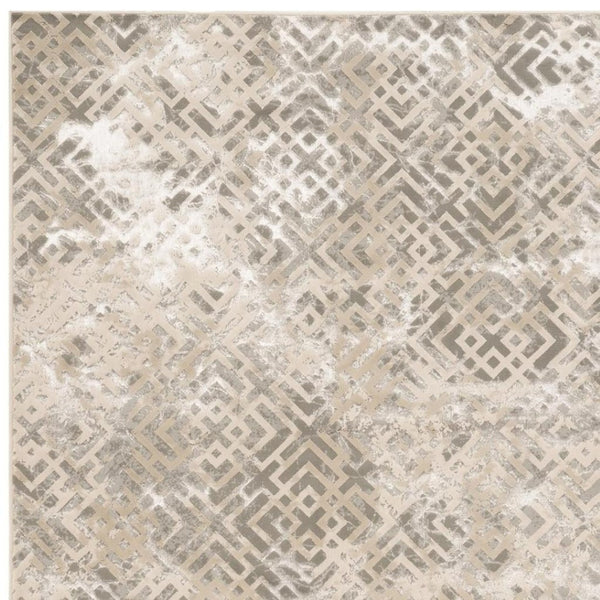 HomeRoots 7' Contemporary Sand and Light Blue Geometric Area Rug for Modern Living Spaces and Durability 5' X 8' 352749