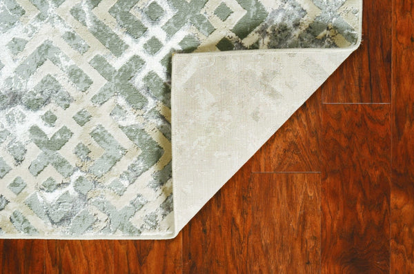 HomeRoots 7' Contemporary Sand and Light Blue Geometric Area Rug for Modern Living Spaces and Durability 5' X 8' 352749