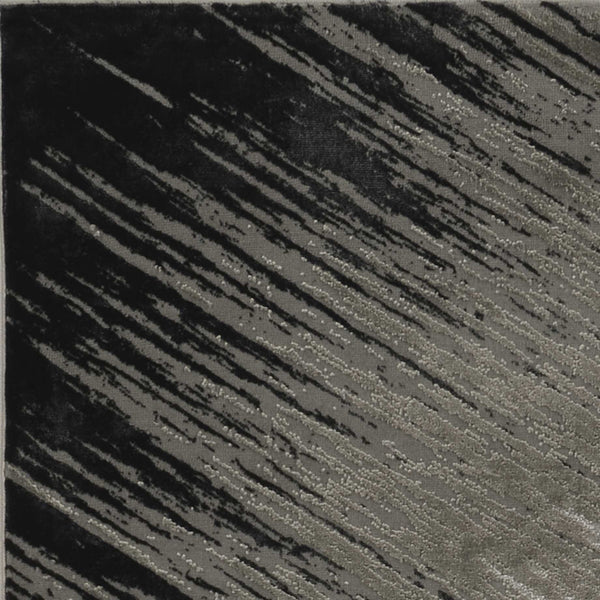 Homeroots 5' X 8' Silver Grey Machine Woven Abstract Brushstroke Indoor Area Rug  Polyester 352750