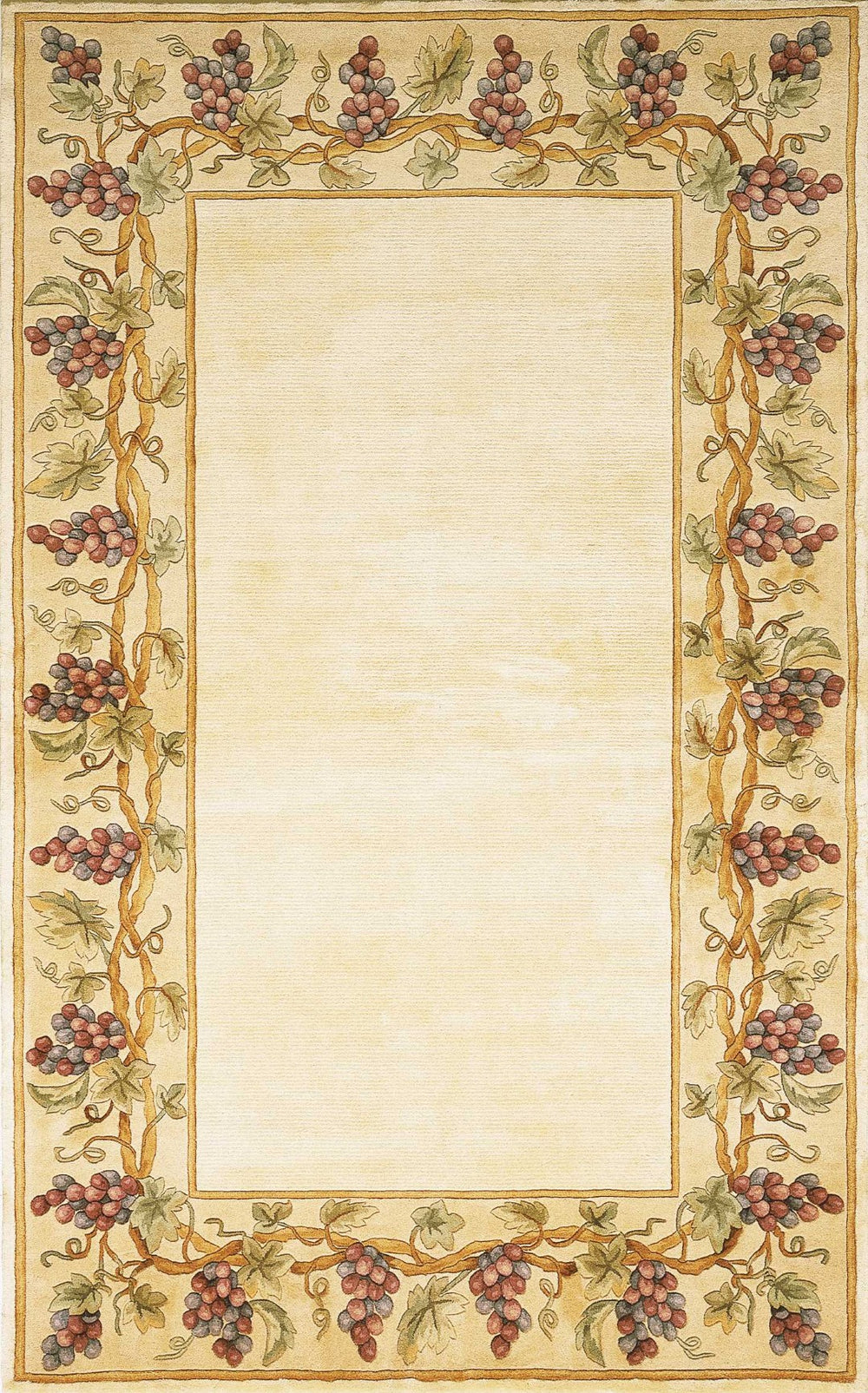 HomeRoots 3'' Hand-Tufted Wool Area Rug with Elegant Floral Vines in Ivory, Brown & Green for Cozy Spaces 3' X 6' 352758