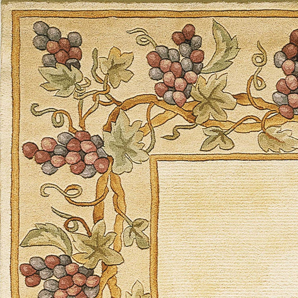 HomeRoots 3'' Hand-Tufted Wool Area Rug with Elegant Floral Vines in Ivory, Brown & Green for Cozy Spaces 3' X 6' 352758