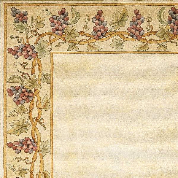HomeRoots 3'' Hand-Tufted Wool Area Rug with Elegant Floral Vines in Ivory, Brown & Green for Cozy Spaces 3' X 6' 352758