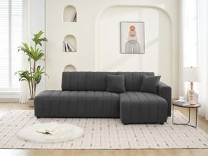 English Elm Scandinavian Channel Tufted L Shaped Sectional Sofa with Plush Foam Cushions B2730S00043