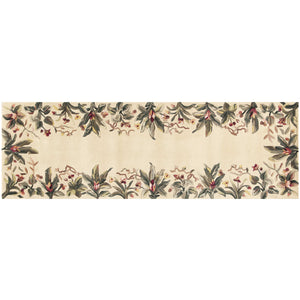 Homeroots 8' Ivory Wool Tropical Floral Hand Tufted Runner Rug  Wool 352765