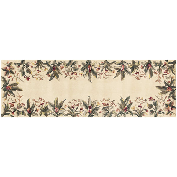 Homeroots 8' Ivory Wool Tropical Floral Hand Tufted Runner Rug  Wool 352765