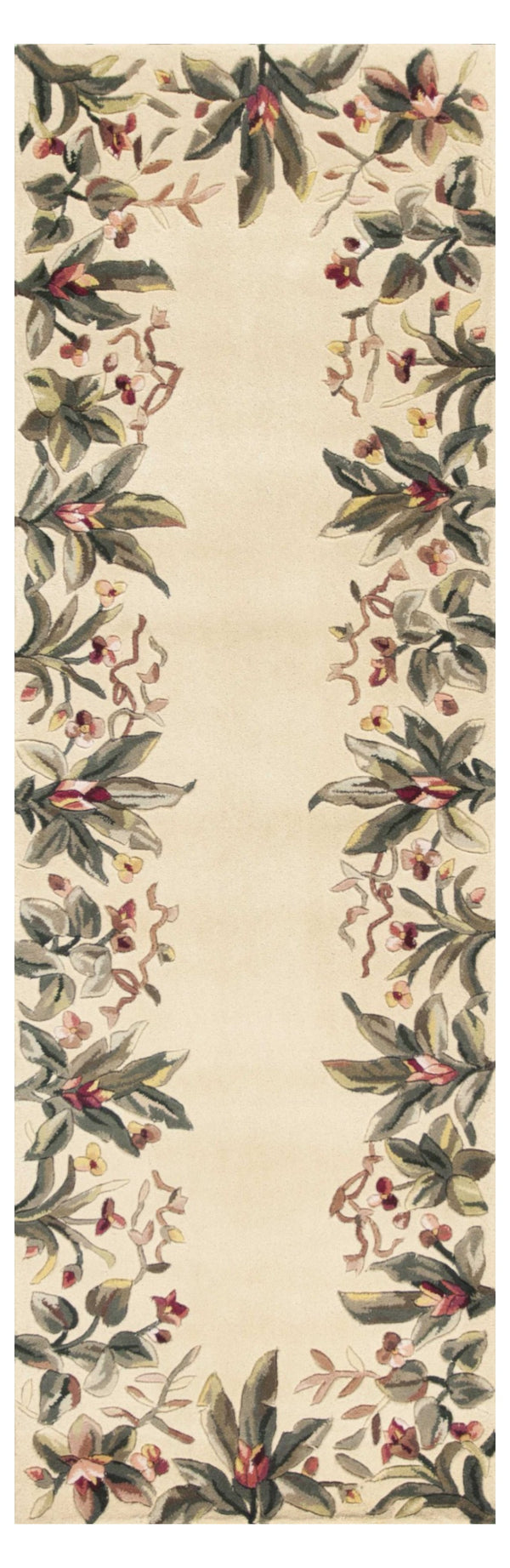 Homeroots 8' Ivory Wool Tropical Floral Hand Tufted Runner Rug  Wool 352765