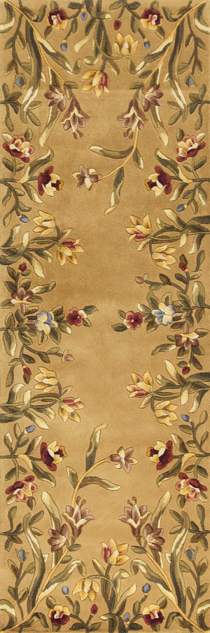 Homeroots 8' Golden Yellow Wool Floral Hand Tufted Runner Rug  Wool 352768