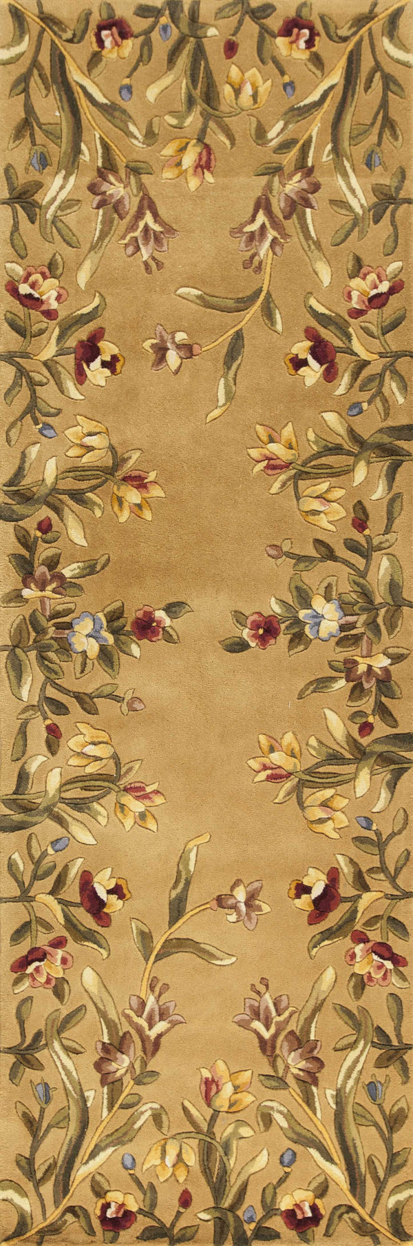 Homeroots 8' Golden Yellow Wool Floral Hand Tufted Runner Rug  Wool 352768