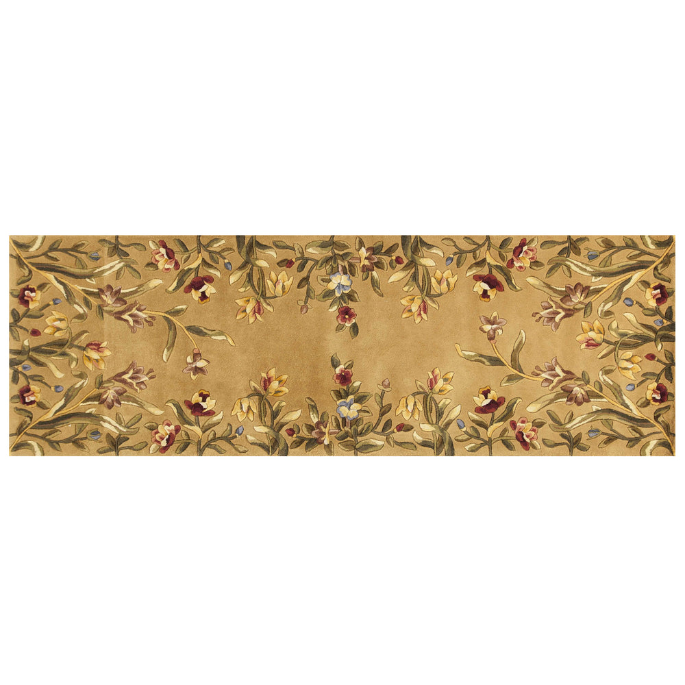 Homeroots 8' Golden Yellow Wool Floral Hand Tufted Runner Rug  Wool 352768