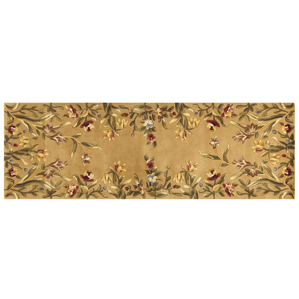 Homeroots 8' Golden Yellow Wool Floral Hand Tufted Runner Rug  Wool 352768