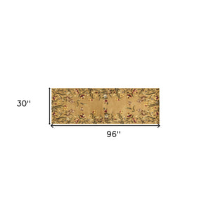 Homeroots 8' Golden Yellow Wool Floral Hand Tufted Runner Rug  Wool 352768