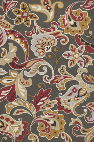 HomeRoots 5' Taupe Floral Area Rug - Timeless Charm for Indoor & Outdoor Spaces with Easy Care Durability 5' x 8' 352772