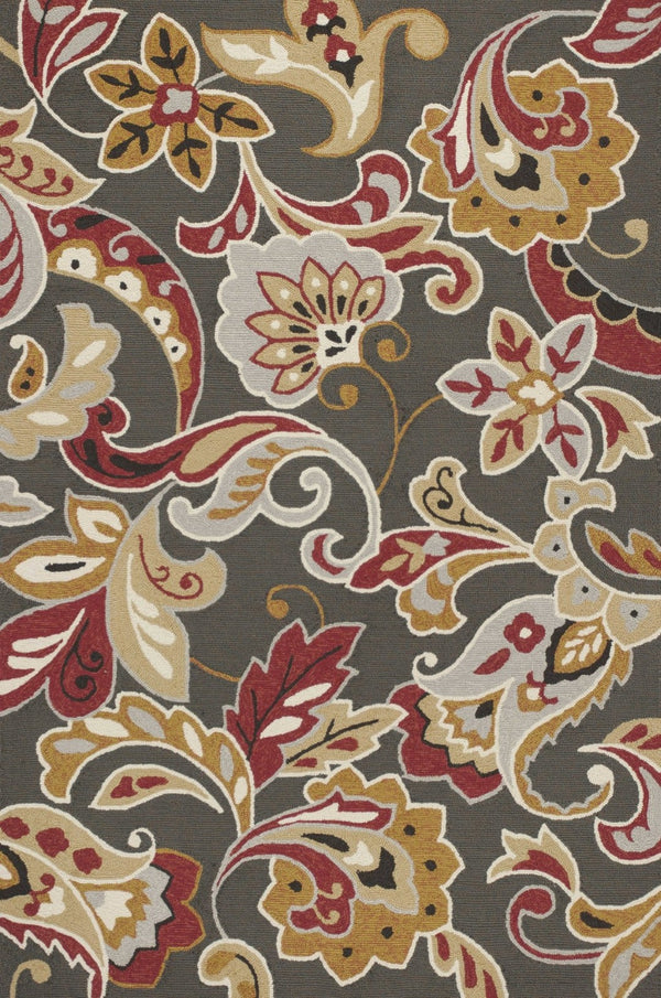 HomeRoots 5' Taupe Floral Area Rug - Timeless Charm for Indoor & Outdoor Spaces with Easy Care Durability 5' x 8' 352772