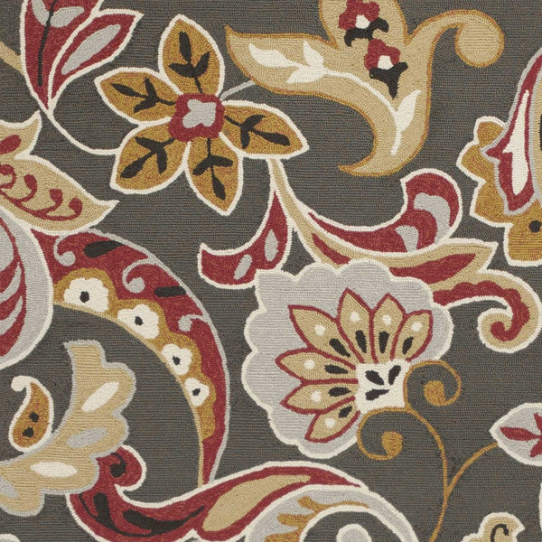 HomeRoots 5' Taupe Floral Area Rug - Timeless Charm for Indoor & Outdoor Spaces with Easy Care Durability 5' x 8' 352772