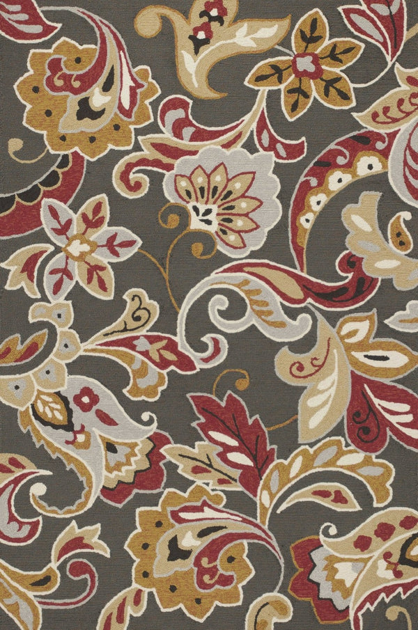 HomeRoots 5' Taupe Floral Area Rug - Timeless Charm for Indoor & Outdoor Spaces with Easy Care Durability 5' x 8' 352772