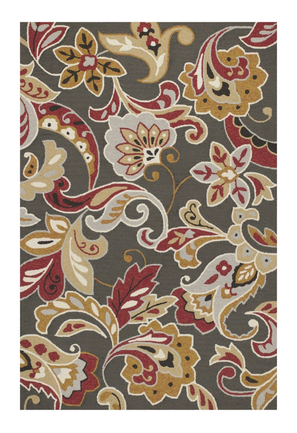 HomeRoots 5' Taupe Floral Area Rug - Timeless Charm for Indoor & Outdoor Spaces with Easy Care Durability 5' x 8' 352772