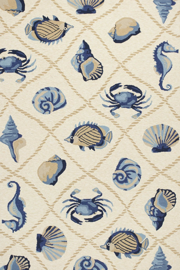 HomeRoots 5' Sand Abstract Area Rug - Stylish Indoor/Outdoor Design, Durable, Easy to Maintain, Versatile Decor 5' x 8' 352774