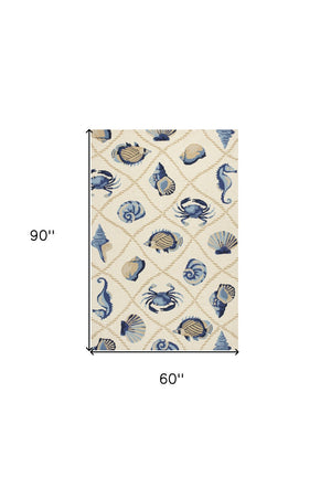 HomeRoots 5' Sand Abstract Area Rug - Stylish Indoor/Outdoor Design, Durable, Easy to Maintain, Versatile Decor 5' x 8' 352774
